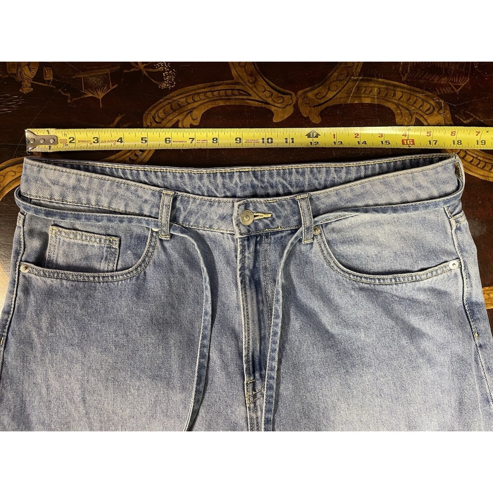Divided H‎ & M Womens Wide Leg Jeans Waist Tie Light Wash Grunge Streetwear 10 - Picture 3 of 11